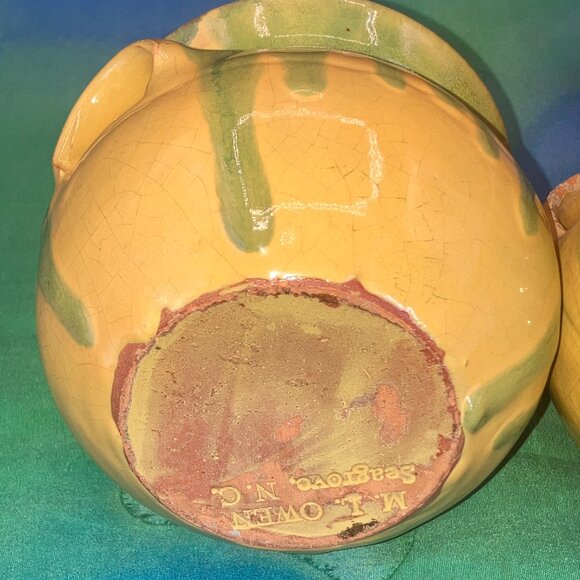 Vintage M L Owen’s Succulent Planters Set of 2 Terracotta Drip Glaze 1980’s - Picture 6 of 10